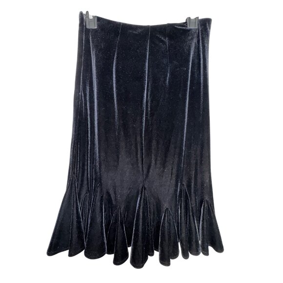 JS Collections Black & Gold Velvet Suit Size 4 Blazer Flare Skirt Classy Glam - Picture 9 of 13